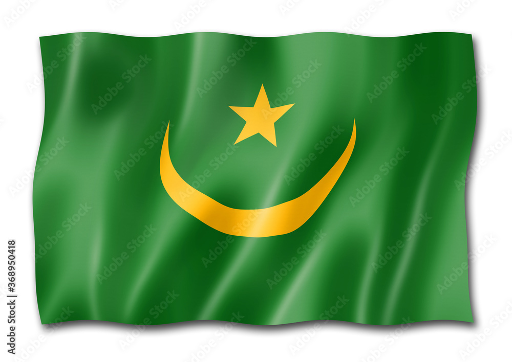 Mauritania flag isolated on white Mauritania flag isolated on white