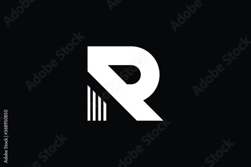 Logo design of R in vector for construction, home, real estate, building, property. creative elegant Monogram. Premium Business home logo icon. White color on black background