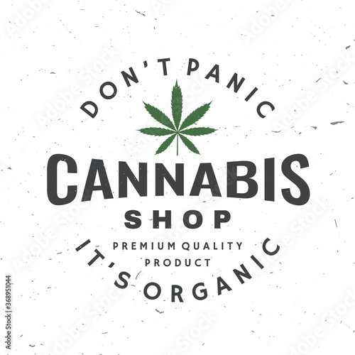 Medical cannabis badge, label with cannabis leaf. Vector Vintage typography logo design with cannabis leaf silhouette For weed shop, cannabis, marijuana delivery service