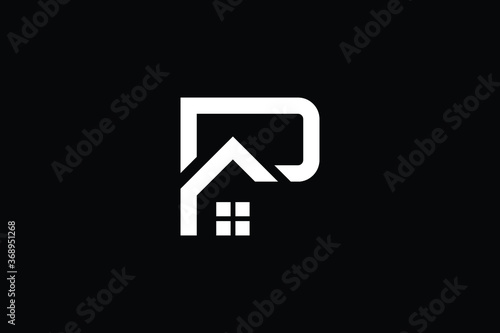 Logo design of P in vector for construction, home, real estate, building, property. creative elegant Monogram. Premium Business home logo icon. White color on black background