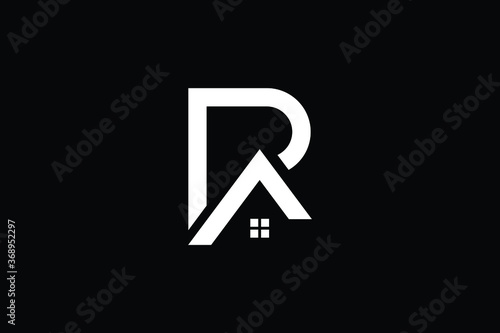 Logo design of R P in vector for construction, home, real estate, building, property. creative elegant Monogram. Premium Business home logo icon. White color on black background