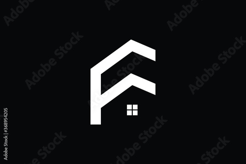 Logo design of F FF in vector for construction, home, real estate, building, property. creative elegant Monogram. Premium Business home logo icon. White color on black background
