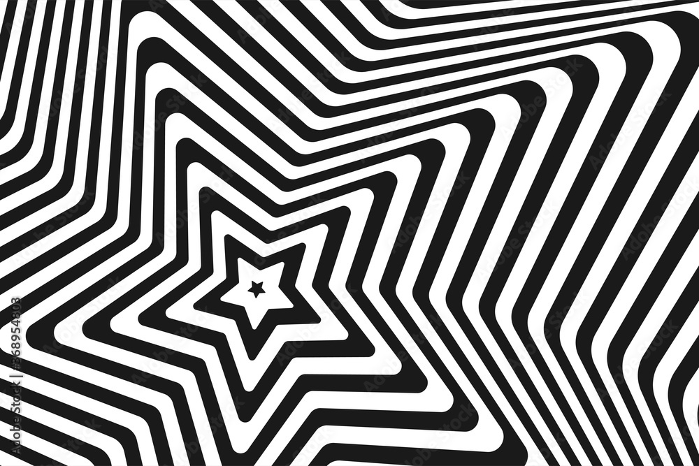 Abstract diagonal background of black and white repeat straight stripe line wavy design