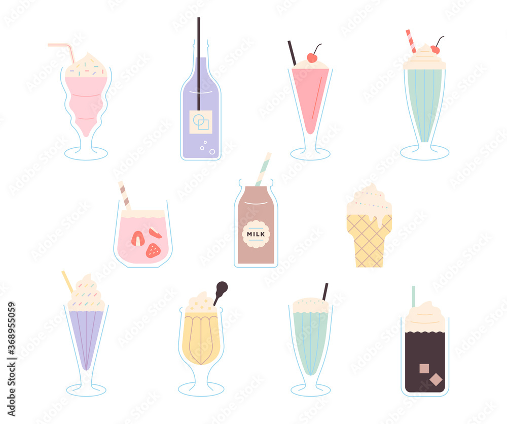 Various drinks in soft colors. Various drinks in soft colors.