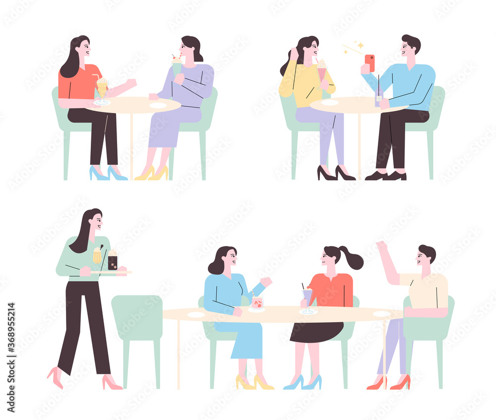 People are sitting at the table, drinking a drink and chatting. People are sitting at the table, drinking a drink and chatting.