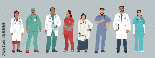 Indian Medics. Medical Characters. Doctors and nurses round portraits, team of doctors concept, medical office or laboratory. Modern flat vector concept digital people vector illustration