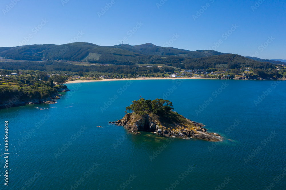 Aerial view of Viveiro´s beach in Galicia
