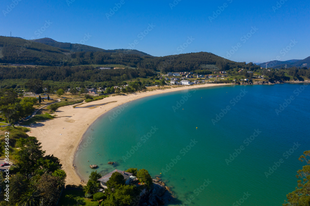 Aerial view of Viveiro´s beach in Galicia