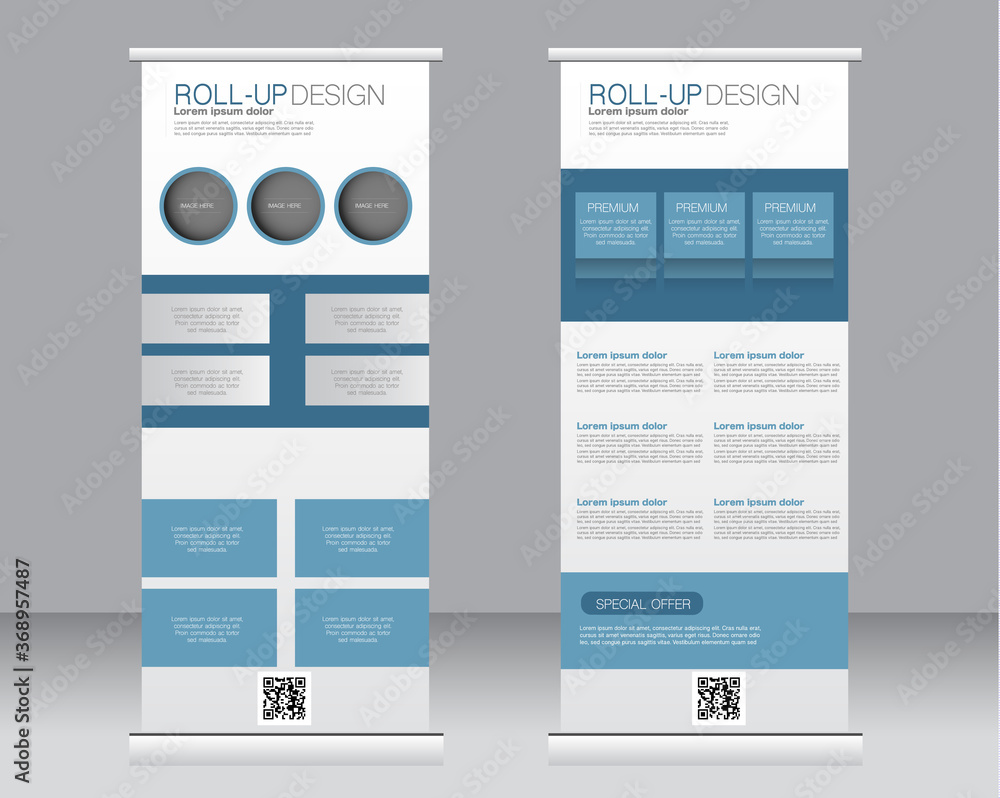 Roll up banner stand template. Abstract background for design,  business, education, advertisement.