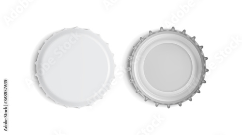 white bottle cap top and bottom view isolated on white background