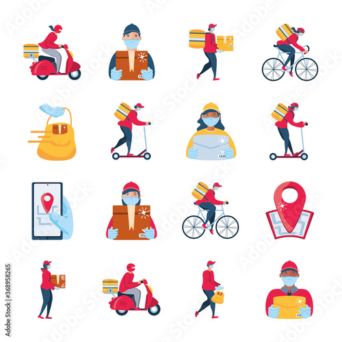set of icons delivery and transportation goods