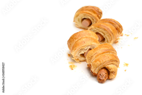 Sausage roll on white background - isolated