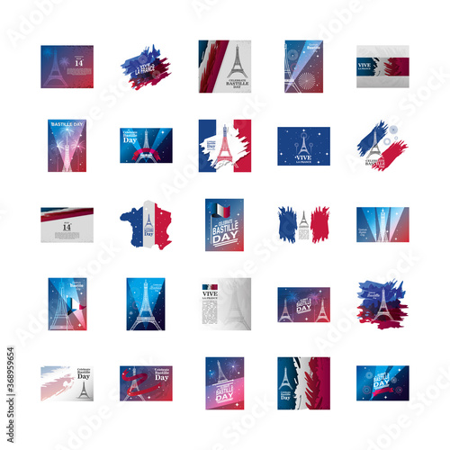 bundle of happy bastille day and icons photo