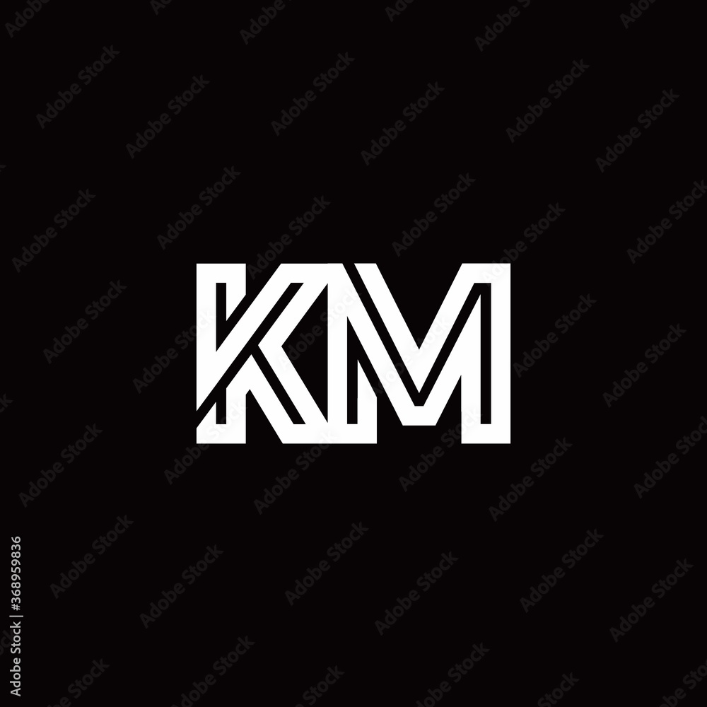 KM monogram logo with abstract line KM monogram logo with abstract line