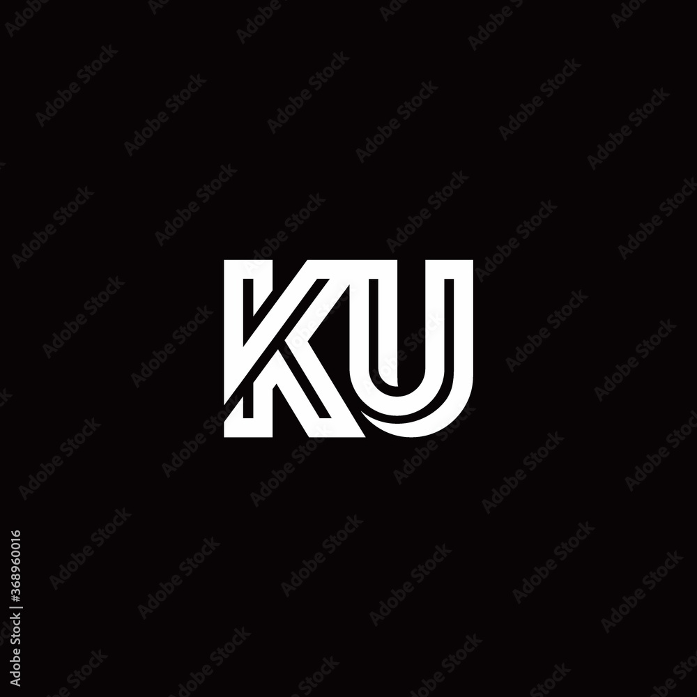 KU monogram logo with abstract line KU monogram logo with abstract line