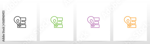 Outline Of Lightbulb On Letter Logo Design E