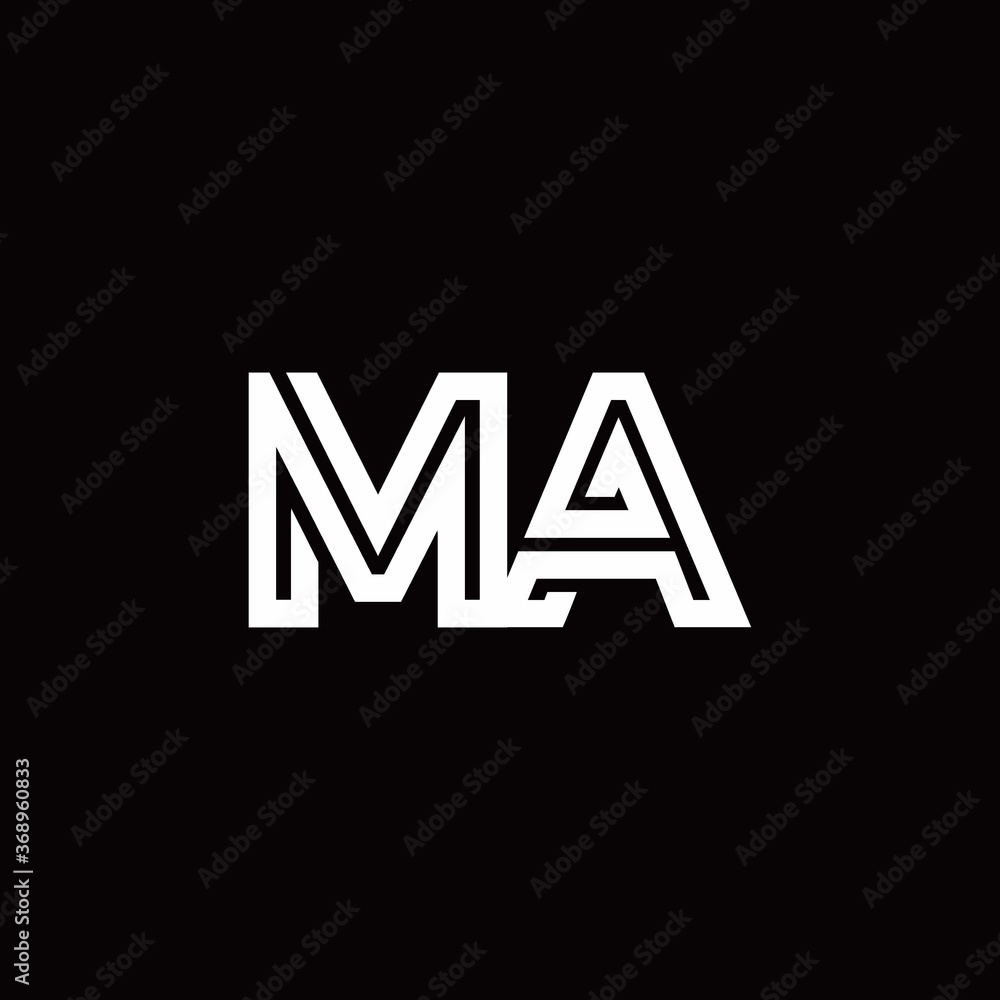 MA monogram logo with abstract line MA monogram logo with abstract line