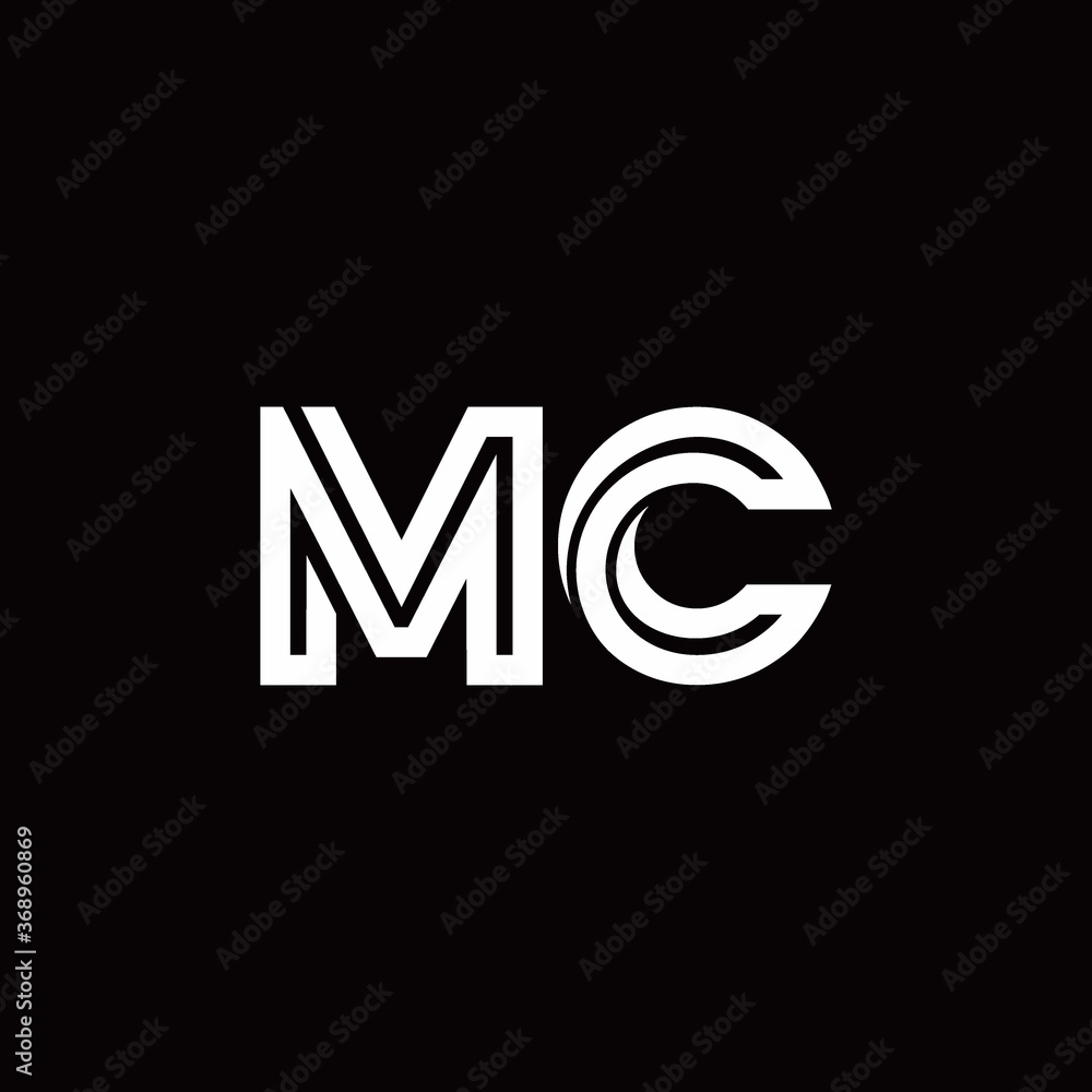 MC monogram logo with abstract line MC monogram logo with abstract line