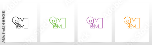 Outline Of Lightbulb On Letter Logo Design M