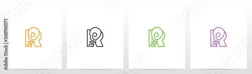 Outline Of Lightbulb On Letter Logo Design R