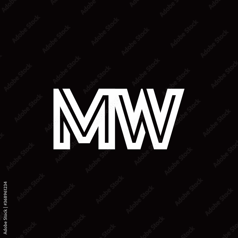MW monogram logo with abstract line MW monogram logo with abstract line