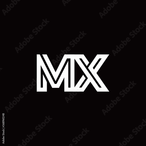 MX monogram logo with abstract line
