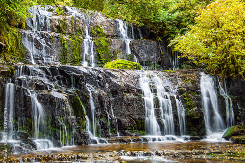 Purakaunui Falls. The cascading waterfalls