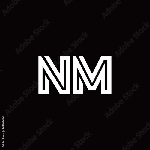 NM monogram logo with abstract line