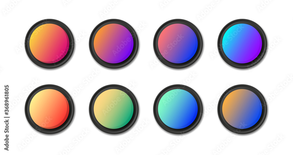 Modern gradient round buttons for website and ui. Web buttons set. Vector Modern gradient round buttons for website and ui. Web buttons set. Vector