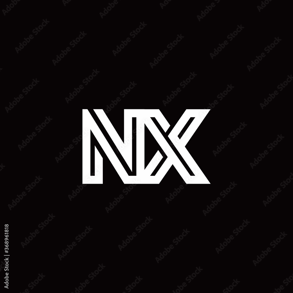 NX monogram logo with abstract line