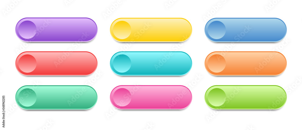 Collection modern buttons for ui. Blank template of multicolored web buttons. Collection modern buttons for ui. Blank template of multicolored web buttons.