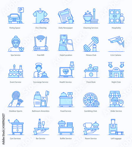 Hotel Services Flat Icons Pack 
