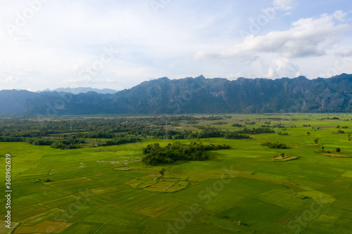 Arial view of rock mountain in with cloudy sky