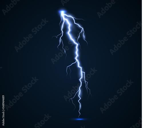 The power of lightning and shock discharge, thunder, radiance. Thunder bolt isolated.