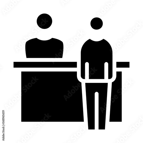Reception Desk Concept, Front Office Vector Color Icon Design, 