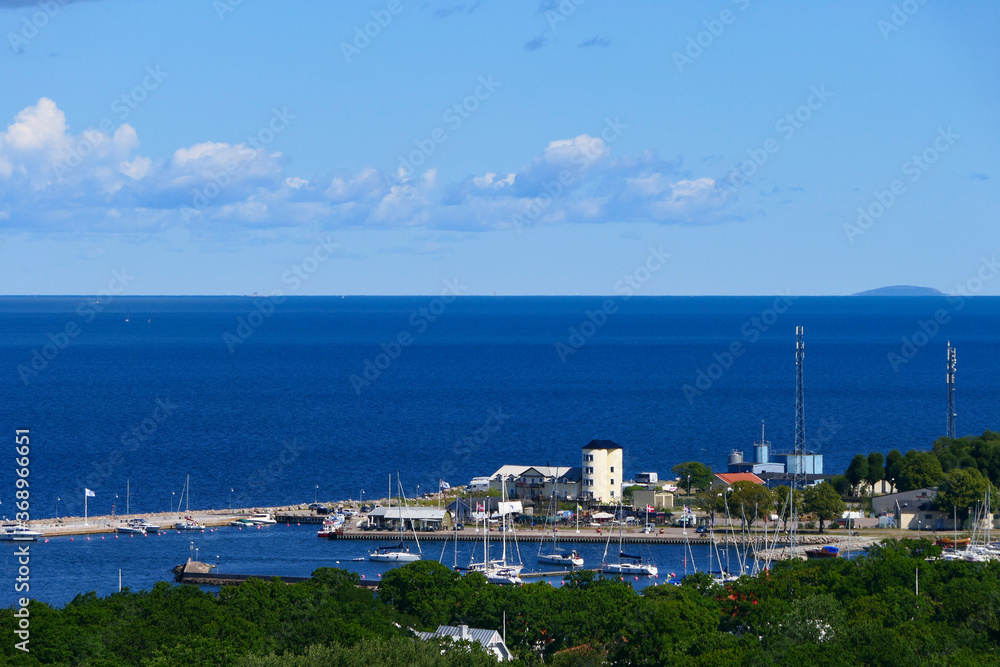 Borgholm, Sweden The Borgholm city, the port and the Baltic Sea.