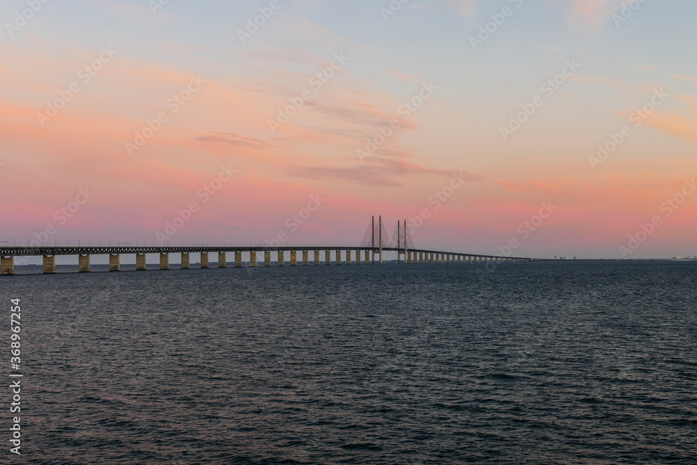 Malmo, Sweden The Oresund bridge to Copenhagen in the early morning.