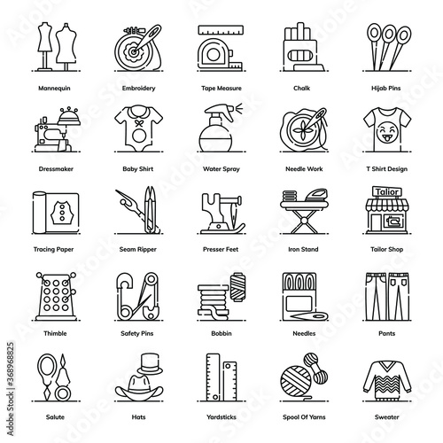 
Pack Of Tailoring line Icons 
