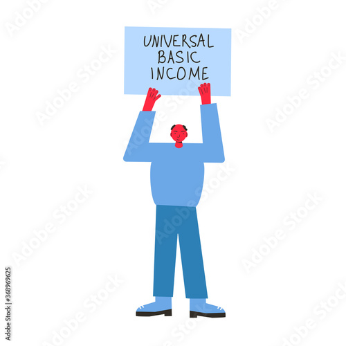 Unic city basic income. Vector flat color concept.