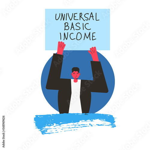 Unic city basic income. Vector flat color concept.