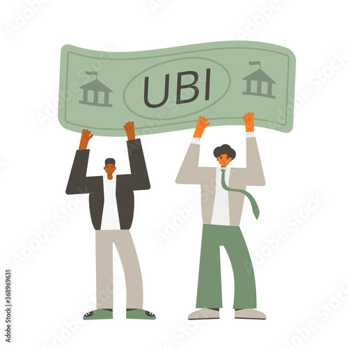 Unic city basic income. Vector flat color concept.