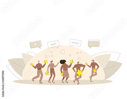 Feedback concept. People with stars in their hands