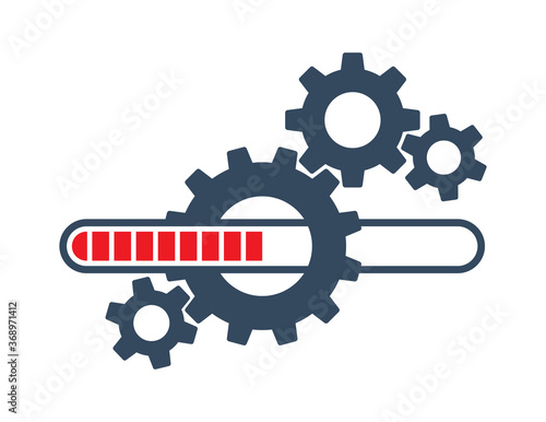 System update - loading progress bar or updating process concept for graphic and web design. Installation of application or software - isolated vector element