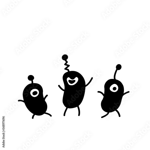 Cute funny little aliens. Design element, card, background, icon on the theme of UFO, space. Simple vector illustration isolated on white background