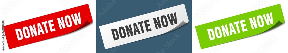 donate now paper peeler sign set. donate now sticker donate now paper peeler sign set. donate now sticker