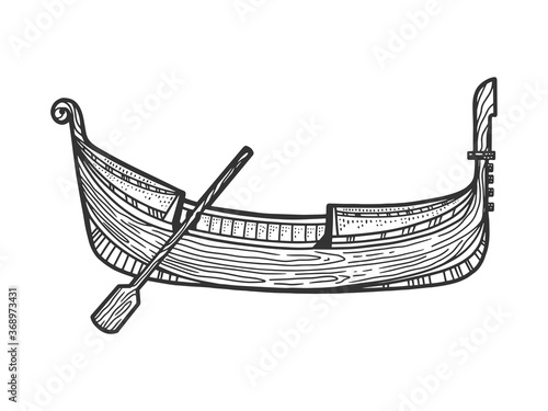 Gondola boat sketch raster illustration