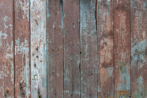 Close-up of old worn brown vertical wood panels, stripes, wood Texture © yaroslav1986