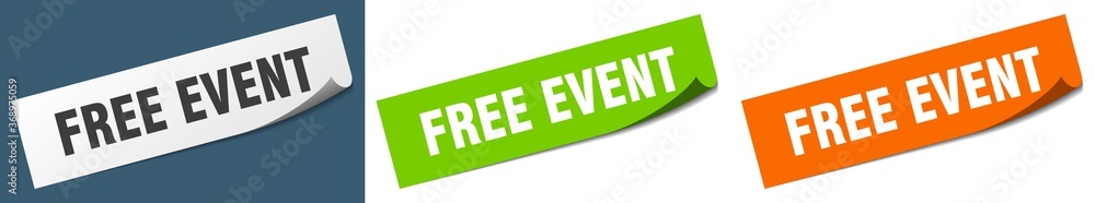 free event paper peeler sign set. free event sticker