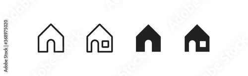 Simple house black and line icon set. Home concept isolated illustration in vector flat