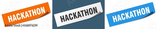 hackathon paper peeler sign set. hackathon sticker
